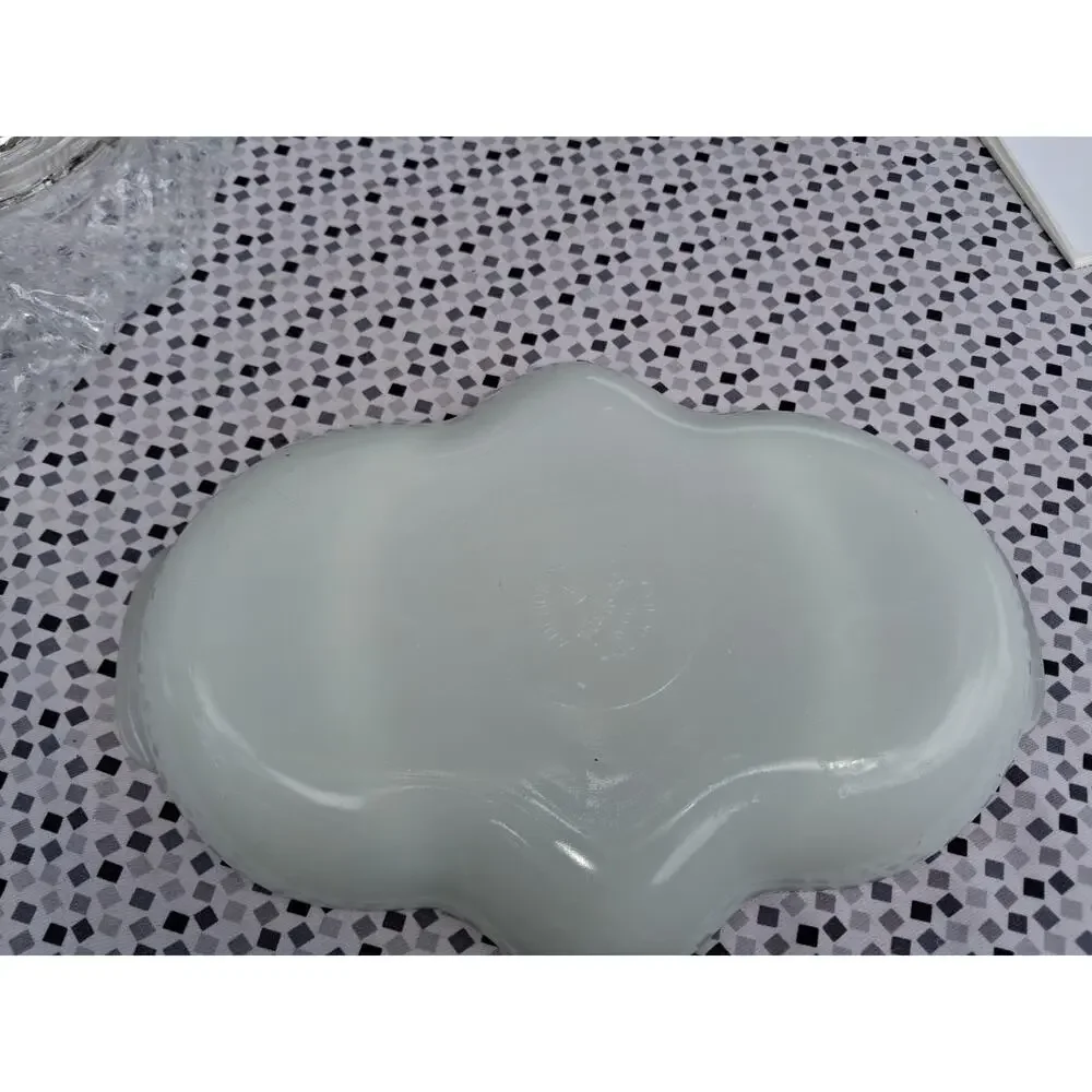 Fire-King Anchor Hocking Oven Ware Milk Glass Divided Dish-Gold Trim 11